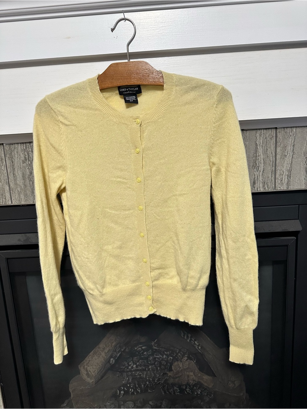 100% Cashmere Land's End Crewneck Button-Front Cardigan Sweater